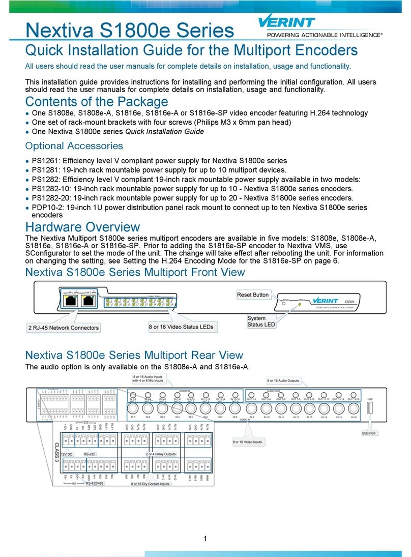 Verint Nextiva S1808e Quick installation guide
