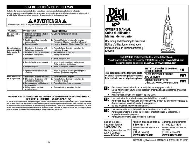 Dirt Devil UD70210 User manual