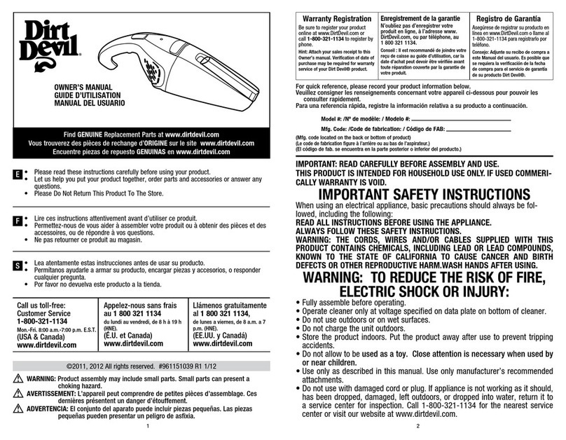 Dirt Devil BD10255 owner's manual