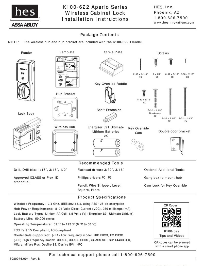 Assa Abloy K100-622 installation instructions
