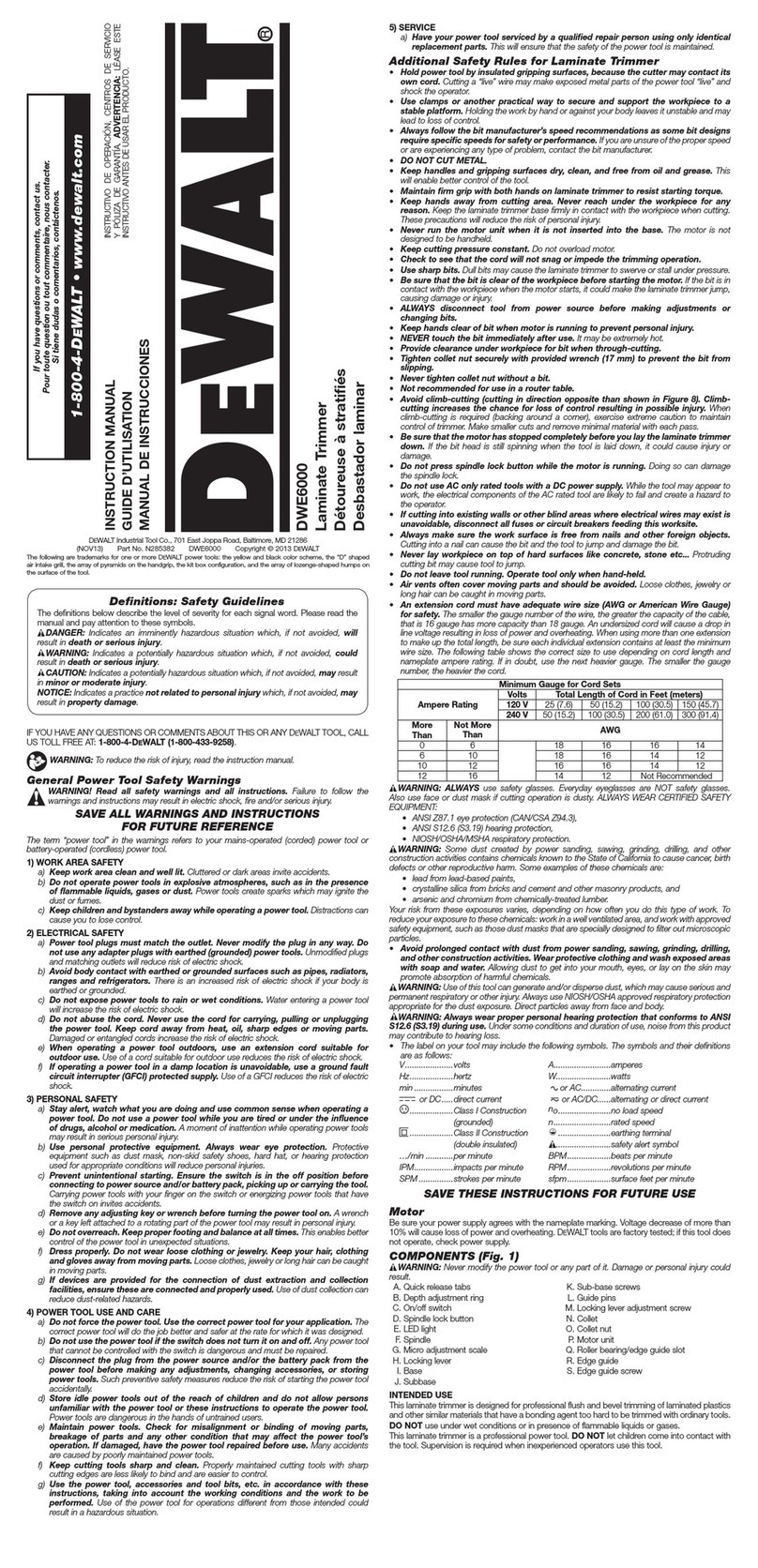 DeWalt DWE6000 User manual