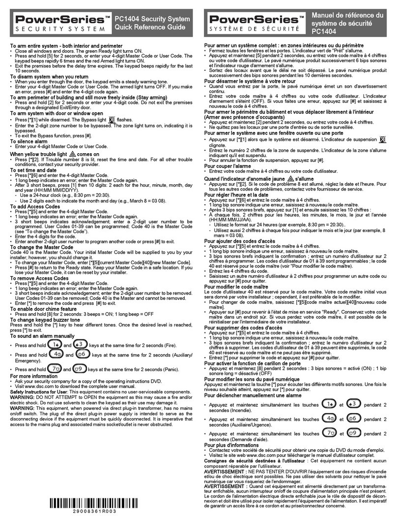 DSC PowerSeries PC1404 User manual