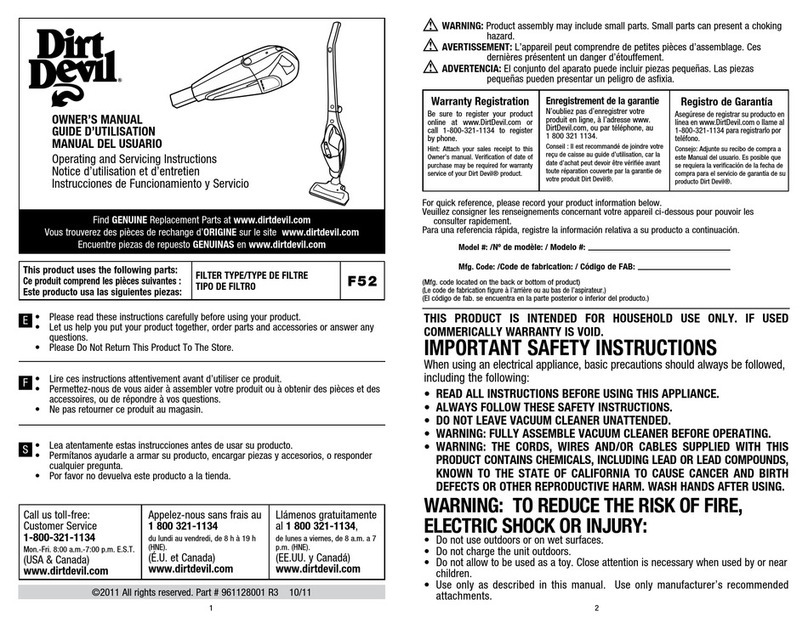 Dirt Devil BD20050 User manual