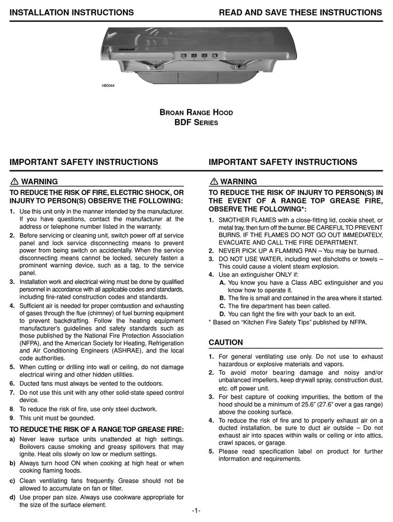Broan BDF SERIES installation instructions