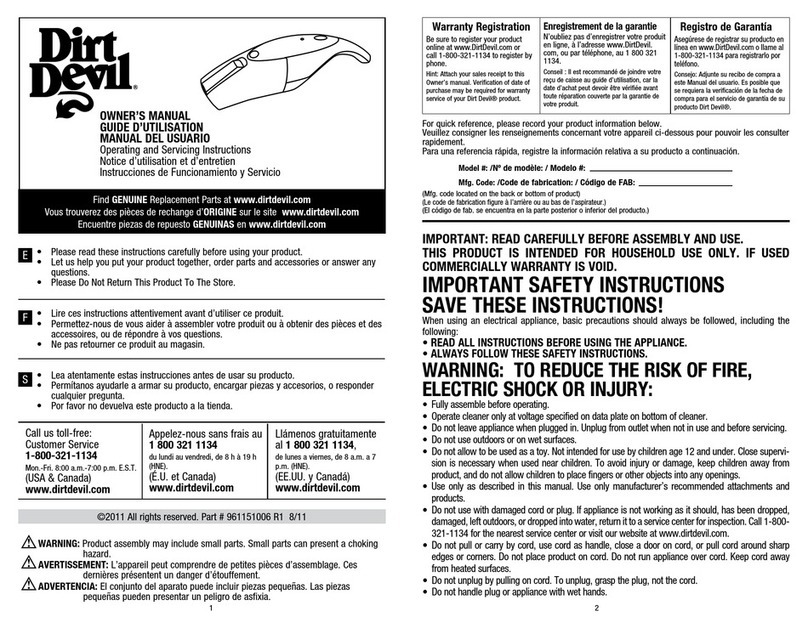 Dirt Devil SD10200 User manual