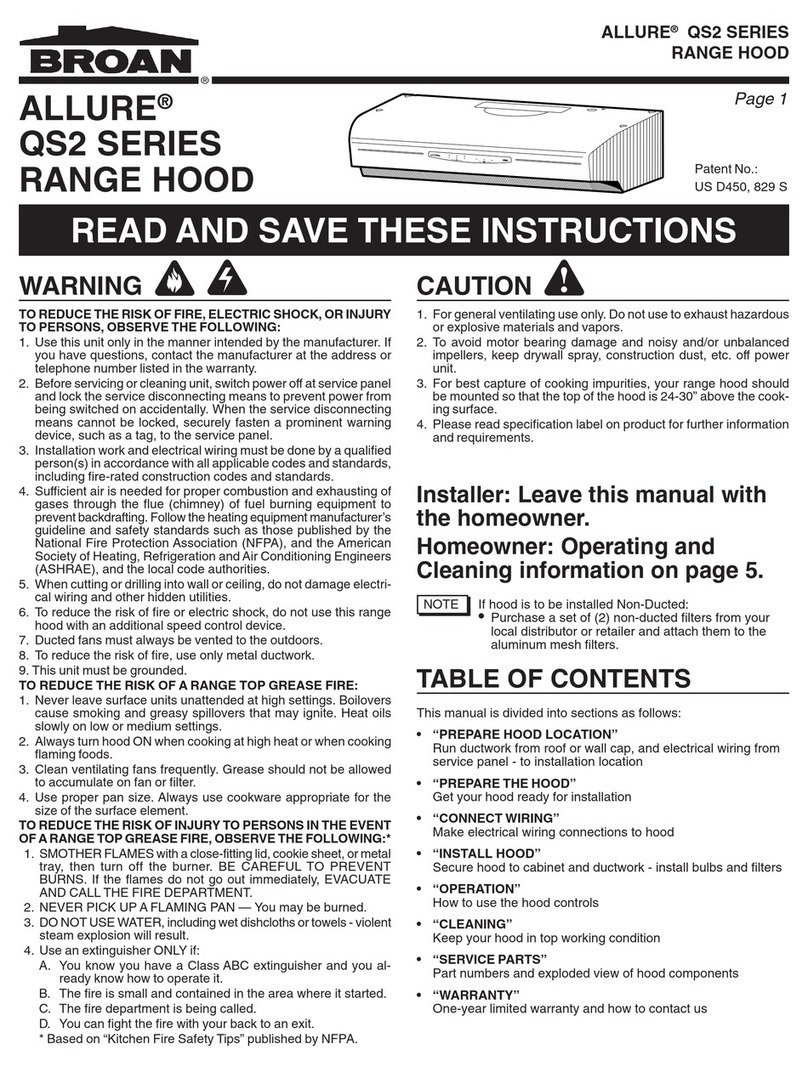 Broan ALLURE QS2 Series User manual