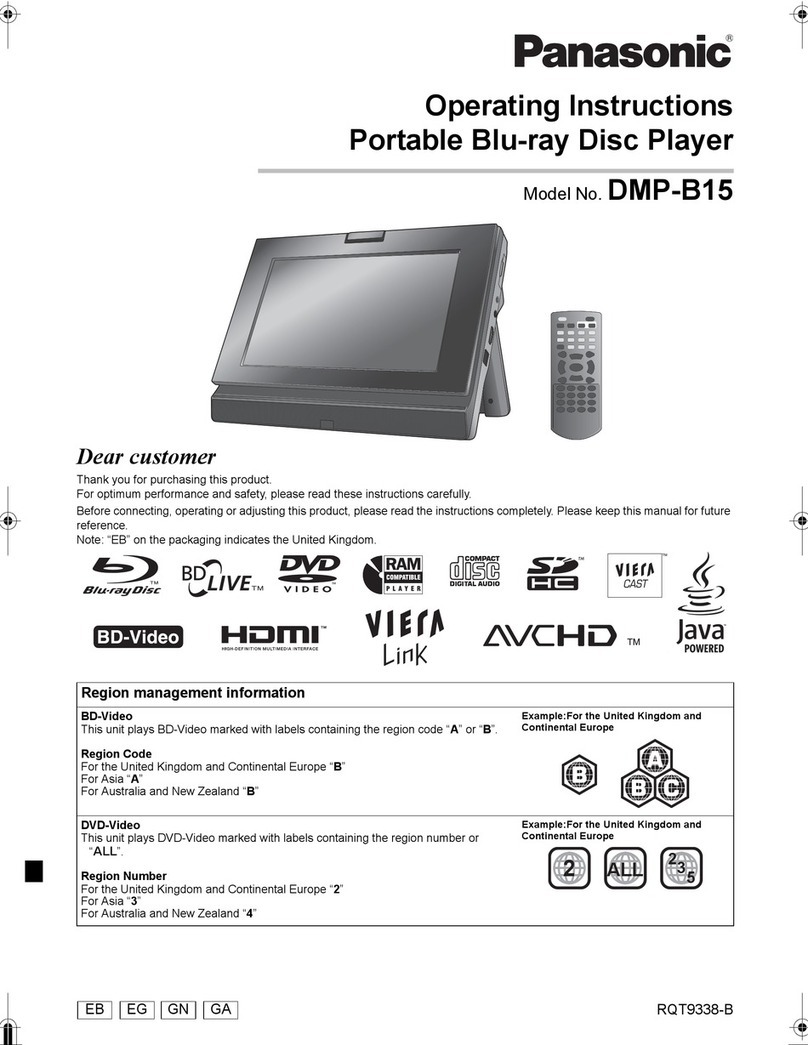 Panasonic DMP-B15 - Portable Blu-ray Player User manual