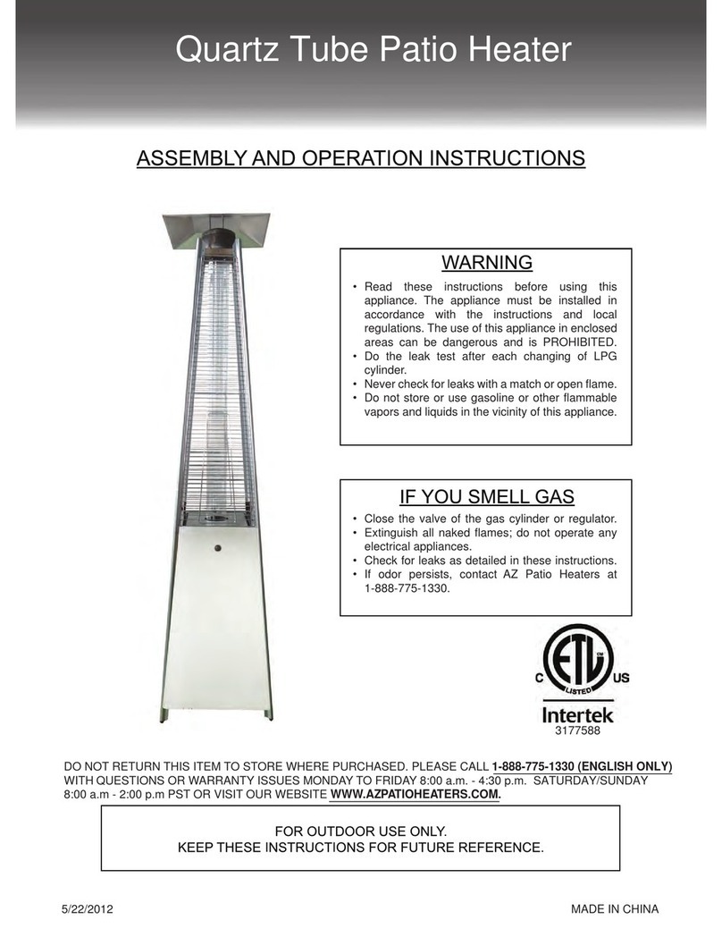 AZ Patio Heaters HLDS01-GTSS Assembly and operation instructions
