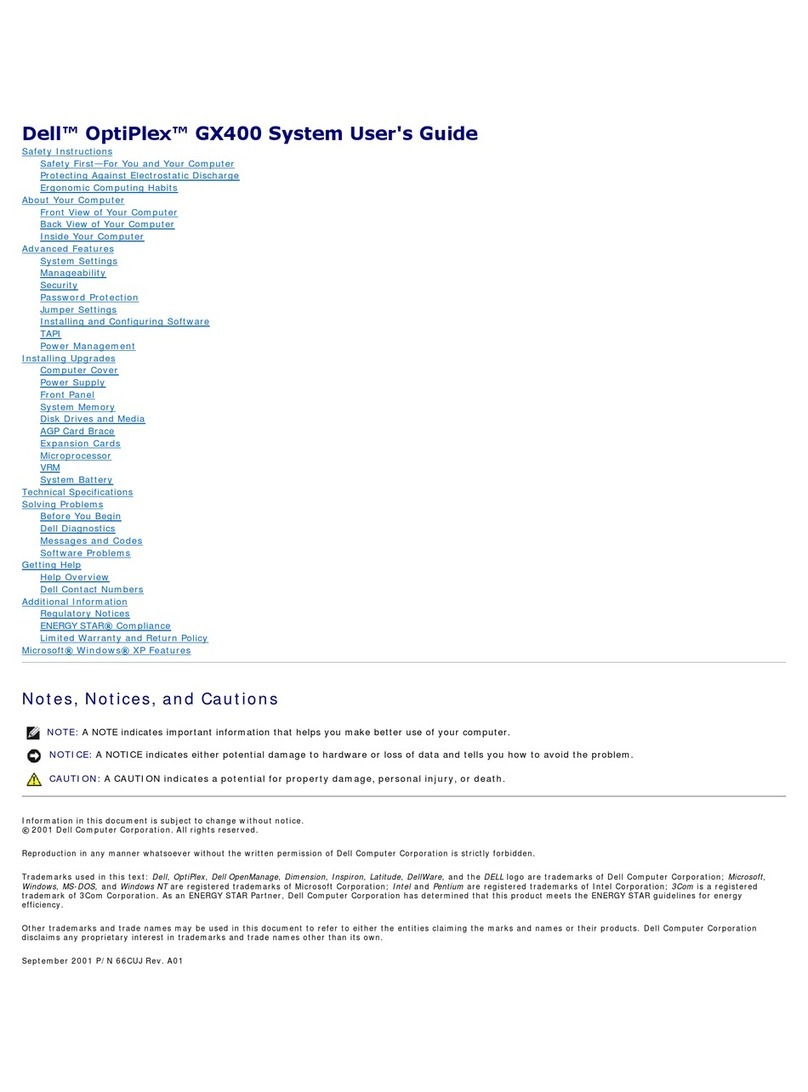 Dell OptiPlex GX400 User manual