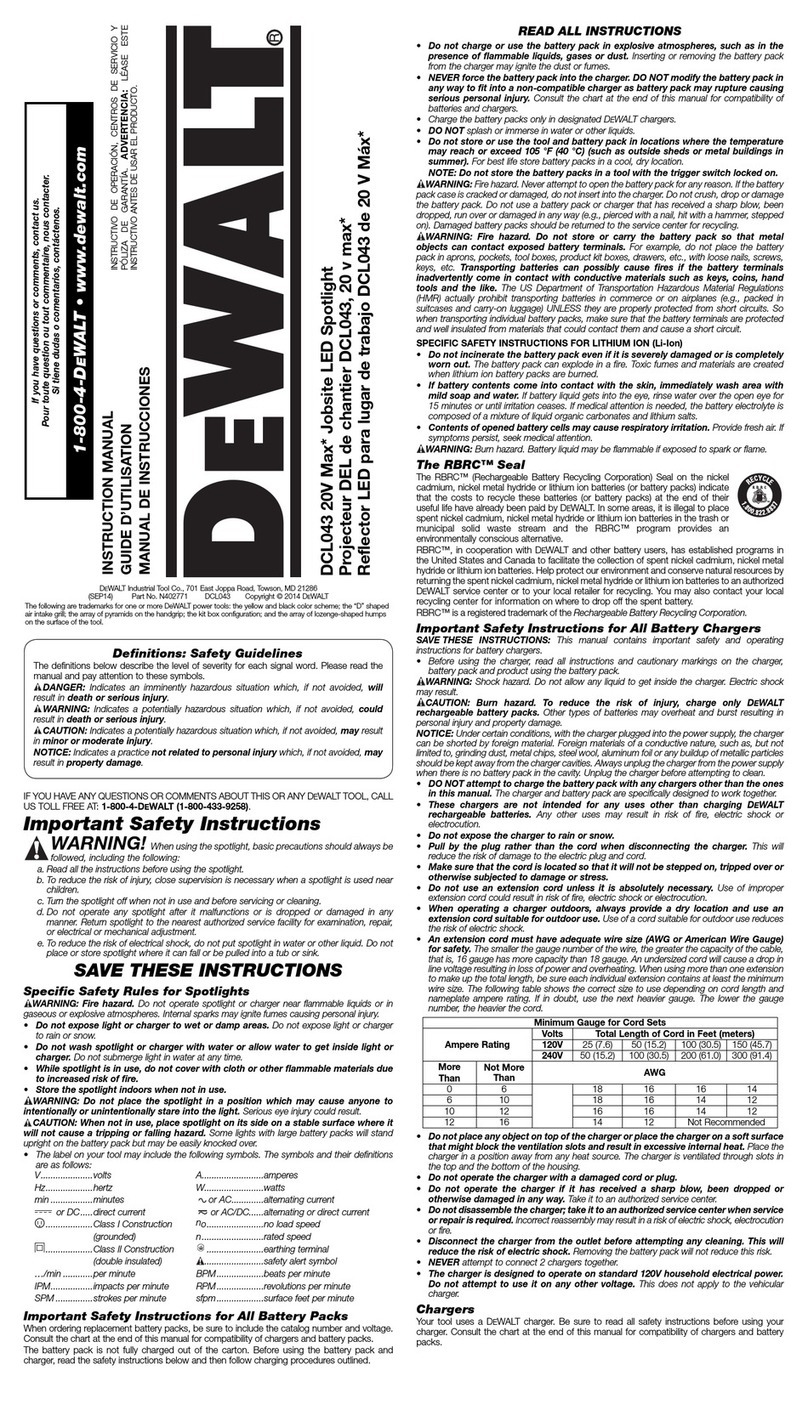 DeWalt XR LI-ION DCL043 instruction manual DeWalt XR LI-ION DCL043 instruction manual