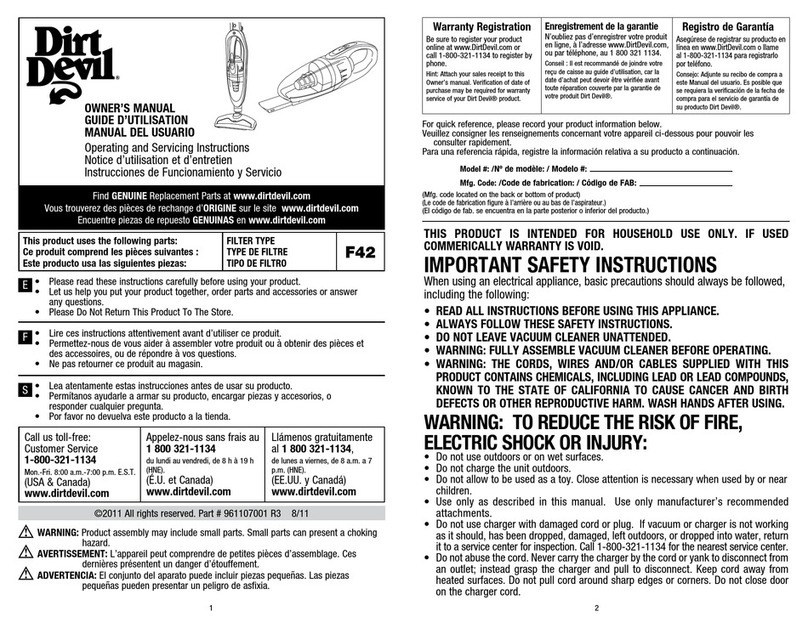 Dirt Devil BD20045 owner's manual