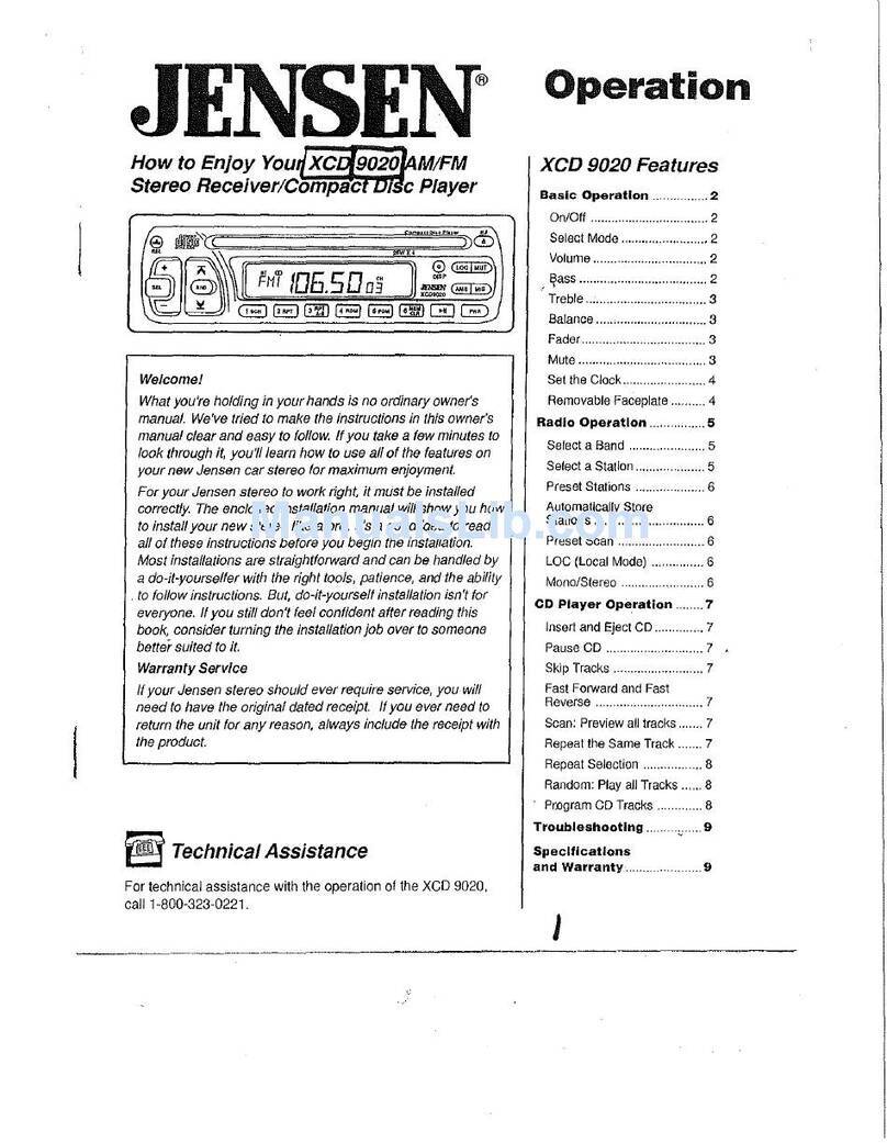 Jensen XCD 9020 User manual