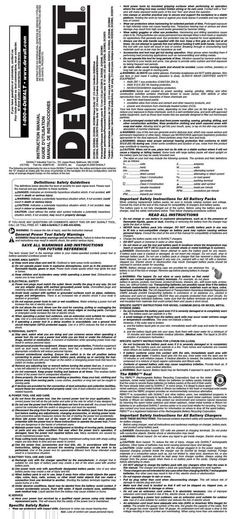 DeWalt DCD910 User manual DeWalt DCD910 User manual