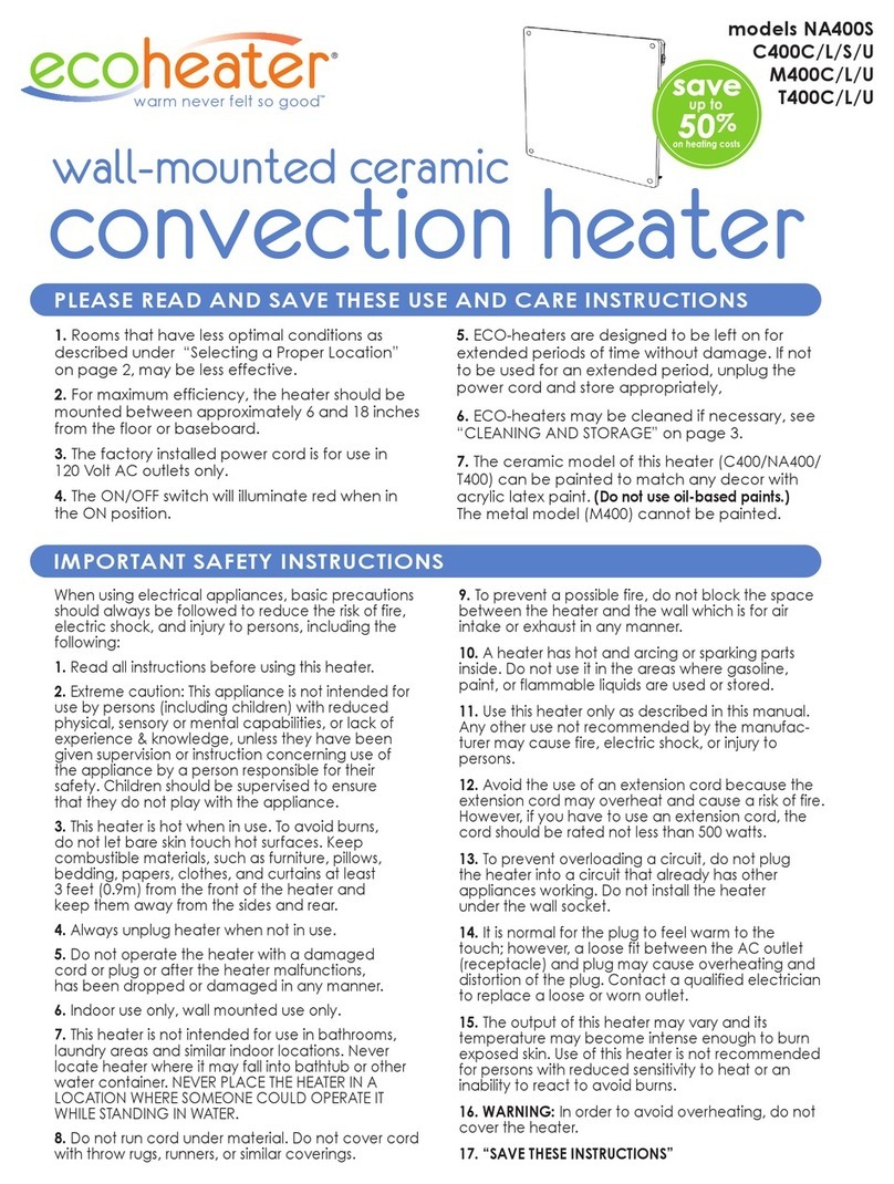 EcoHeater NA400S Use and care instructions