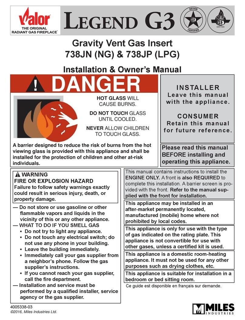 Valor LEGEND G3 738JN Installation & owner's manual