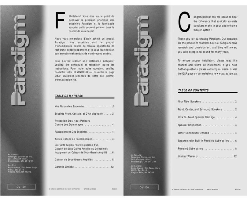 Paradigm OM-100 owner's manual