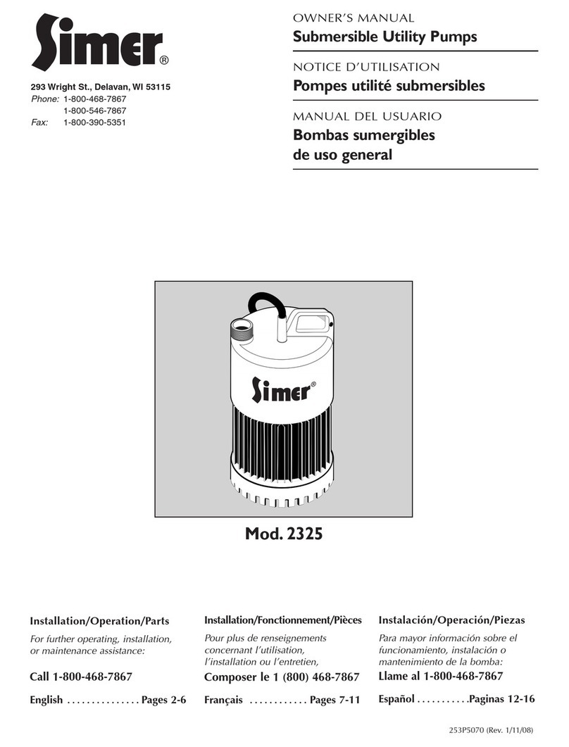 Simer 2325 Installation, operation & parts Simer 2325 Installation, operation & parts