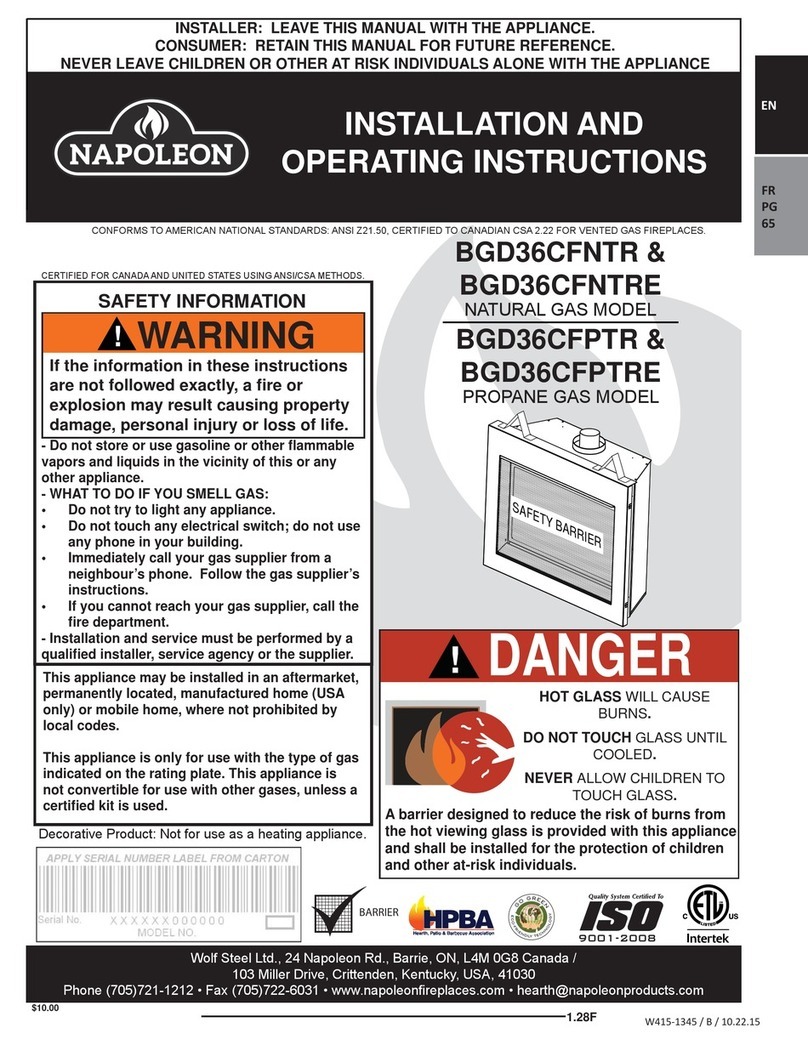 Napoleon BGD36CFNTR Installation and operating instructions