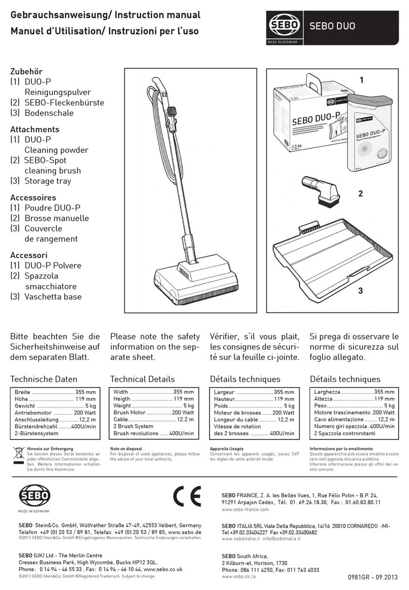 Sebo duo instruction manual