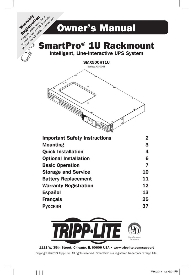 Tripp Lite SmartPro Rackmount SMX500RT1U User manual