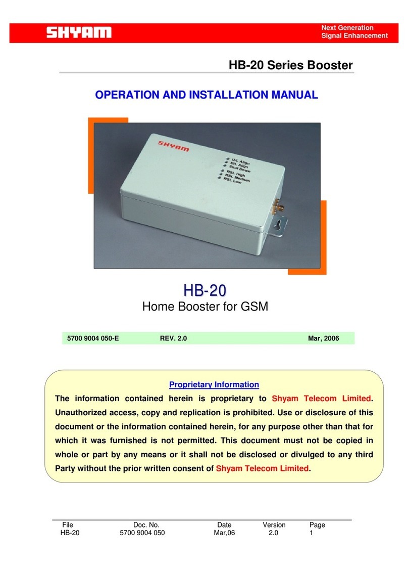 Shyam HB-20 Series Specification sheet