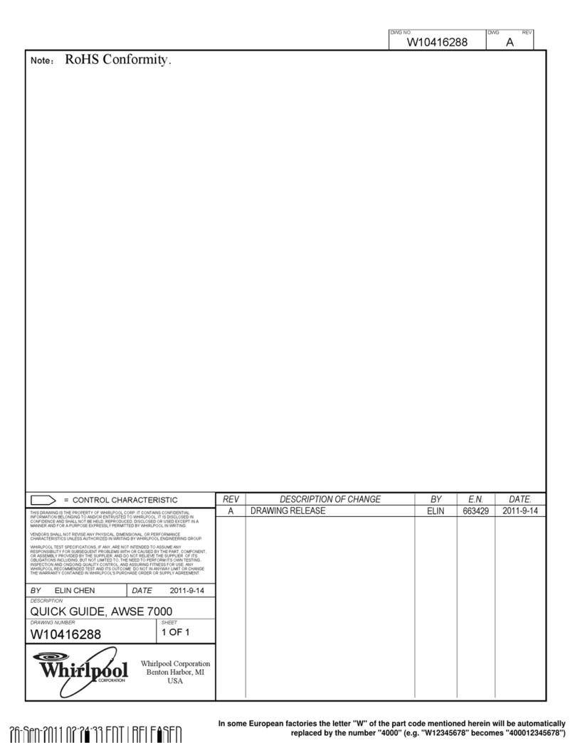 Whirlpool AWSE7000 User manual
