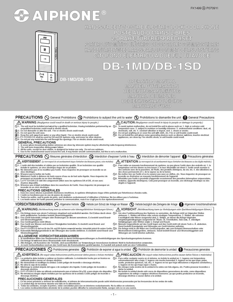 Aiphone DB-1SD Operation manual