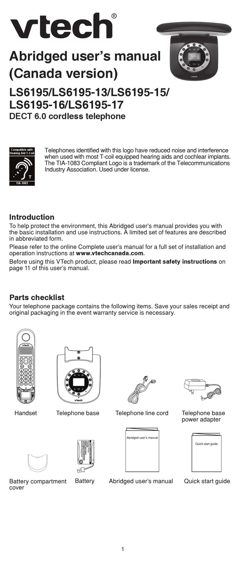 V-tech LS6195 User manual