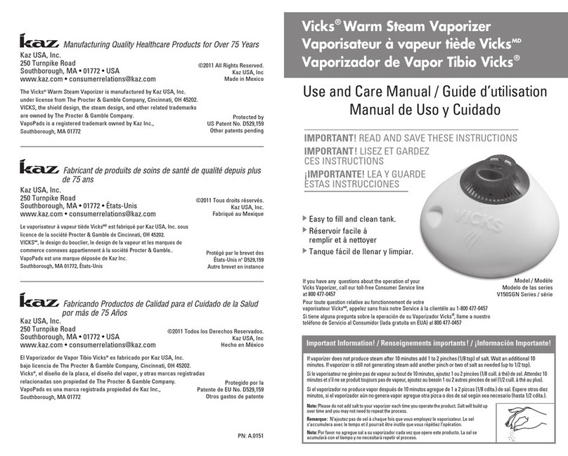 Vicks V150SGN Series User manual