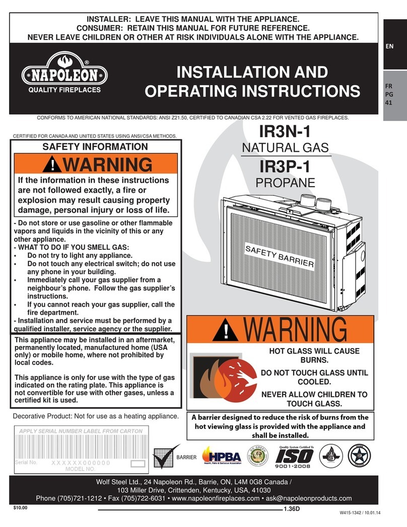 Napoleon IR3N-1 Installation and operating instructions Napoleon IR3N-1 Installation and operating instructions