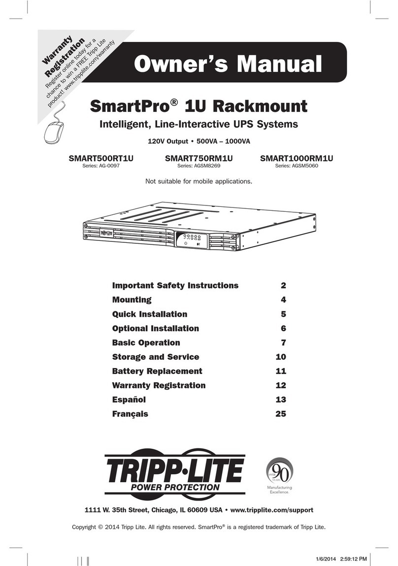 Tripp Lite SmartPro SMART500RT1U User manual