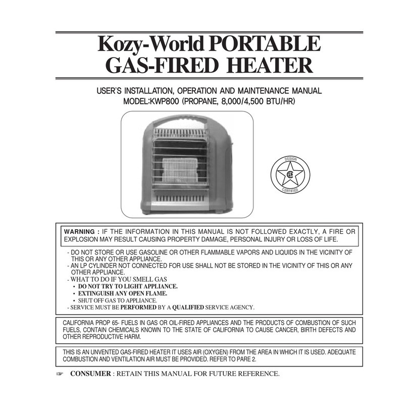 Kozy-World KWP800 User's installation, operation and maintenance manual Kozy-World KWP800 User's installation, operation and maintenance manual