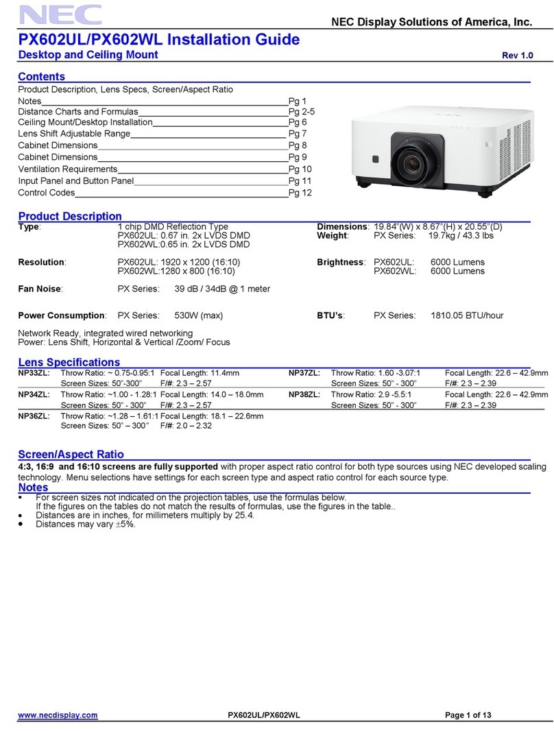 NEC PX602UL User manual
