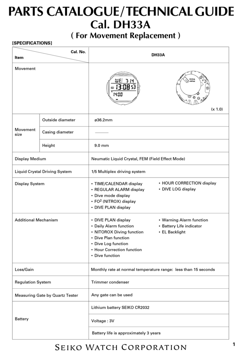 Seiko DH33A Parts catalogue /technical guide