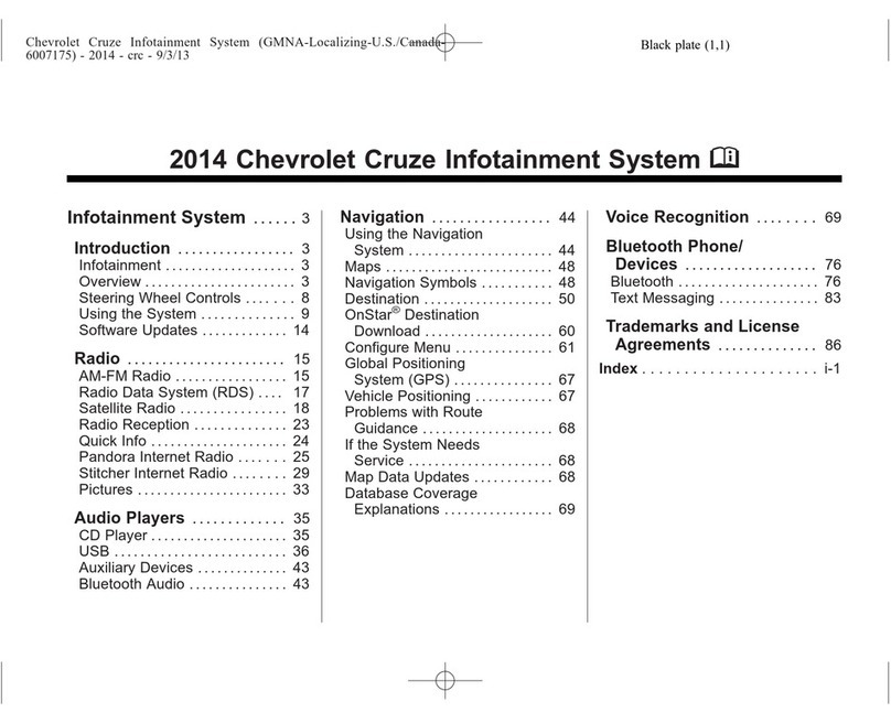 Chevrolet Cruze Infotainment system user manual