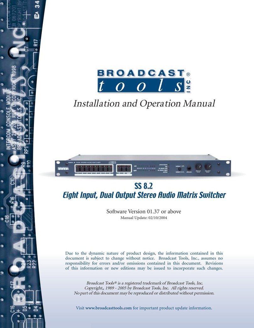 Broadcast Tools SS 8.2 Installation and operation manual Broadcast Tools SS 8.2 Installation and operation manual
