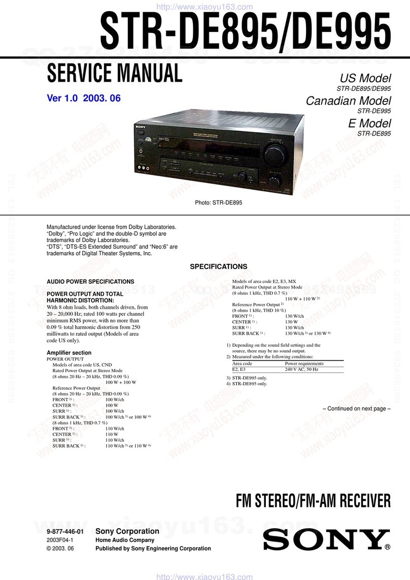 Sony STR-DE895 - Fm Stereo/fm-am Receiver User manual