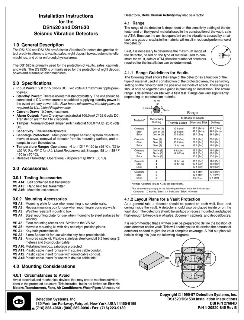 Detection Systems DS1520 installation instructions