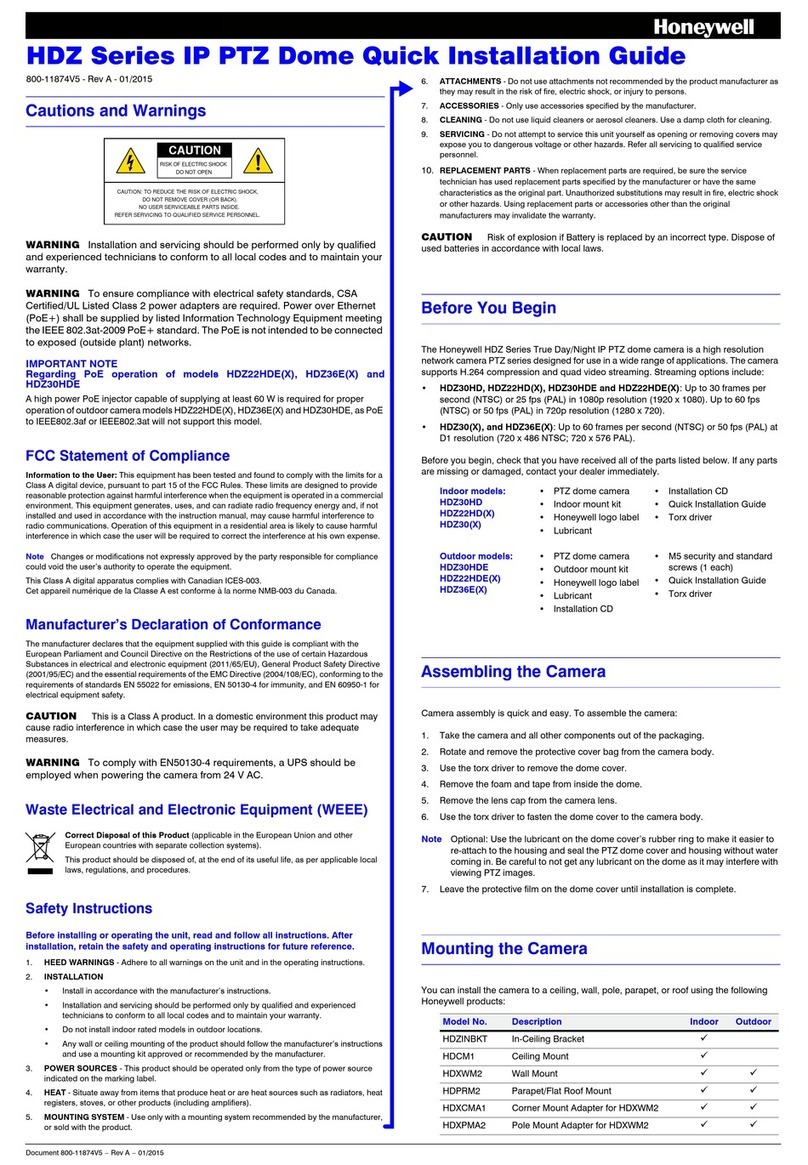 Honeywell HDZ Series User manual