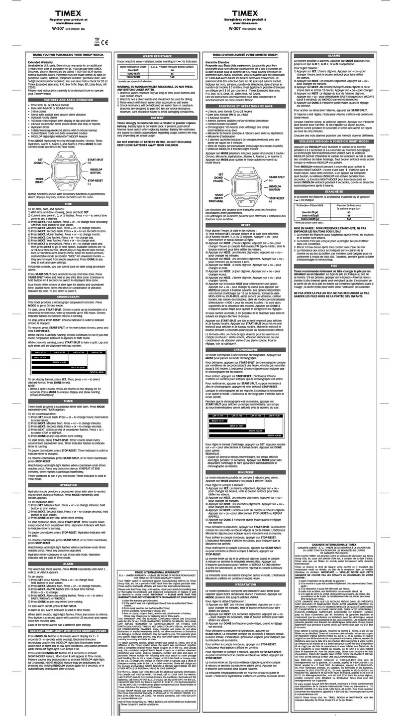 Timex W-307 manual
