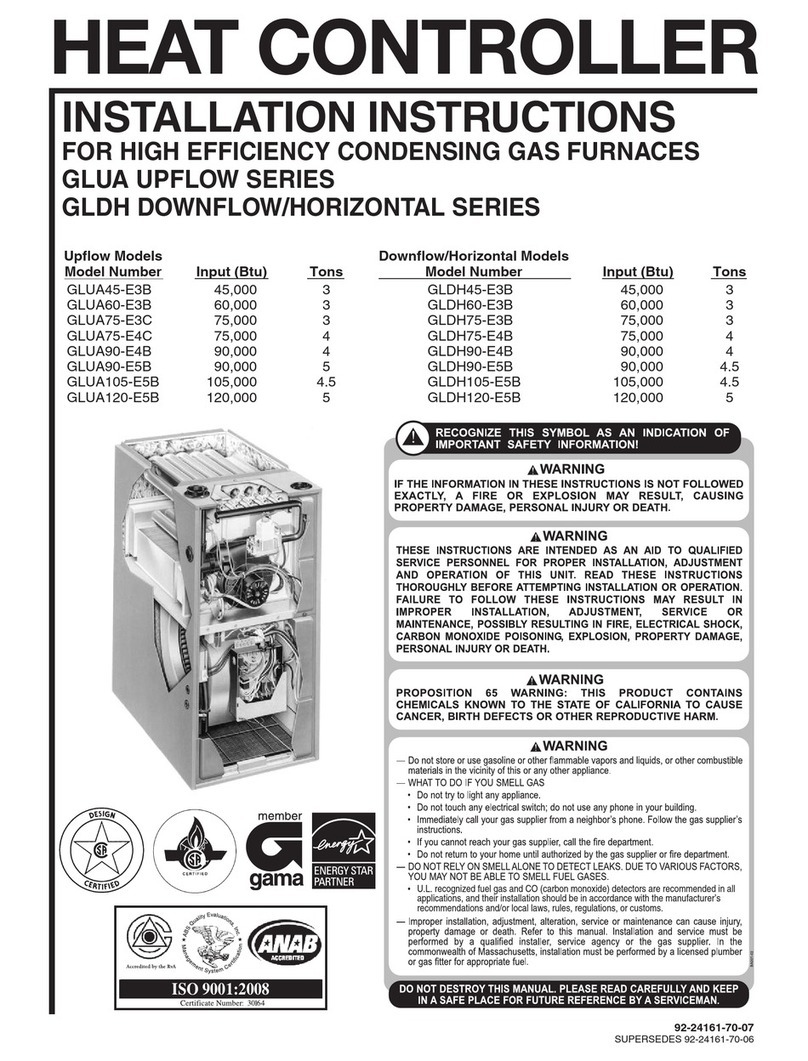 Heat Controller Comfort Aire GLUA45E3B installation instructions