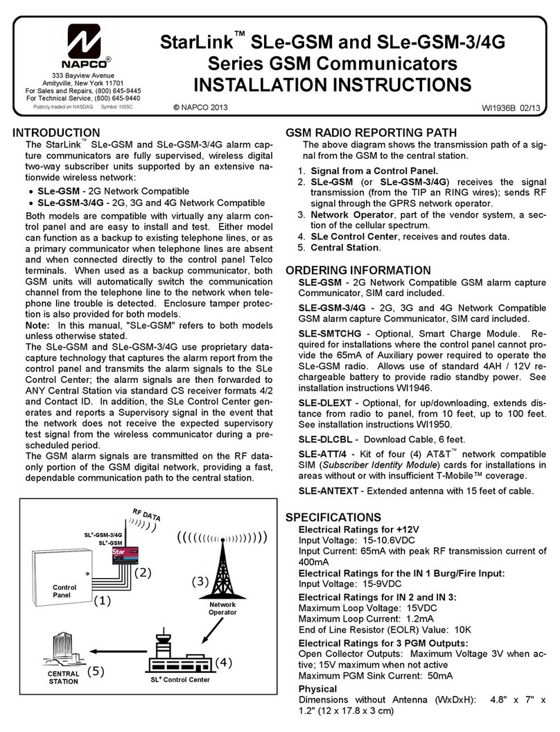 NAPCO SLe-GSM installation instructions