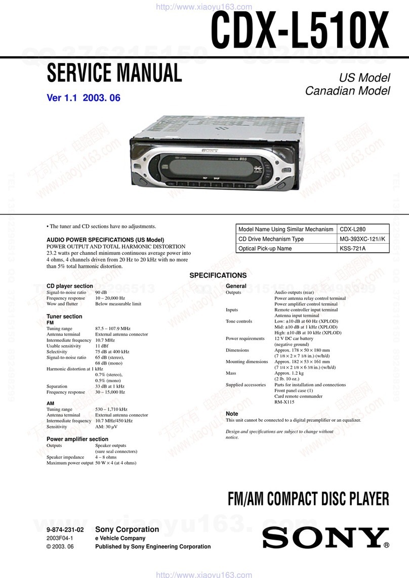Sony CDX-L510X - Fm/am Compact Disc Player User manual