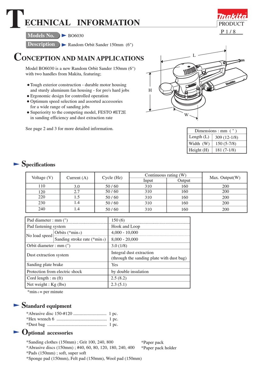 Makita BO6030 technical information