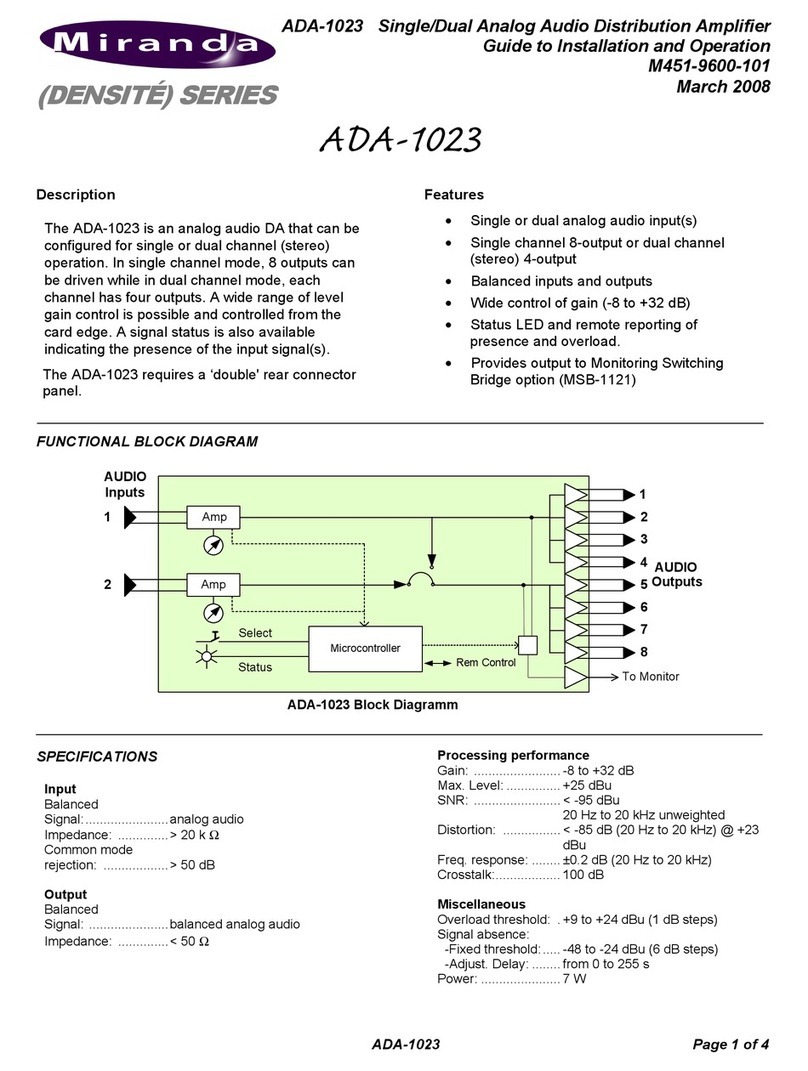 Miranda ADA-1023 Guide to installation and operation