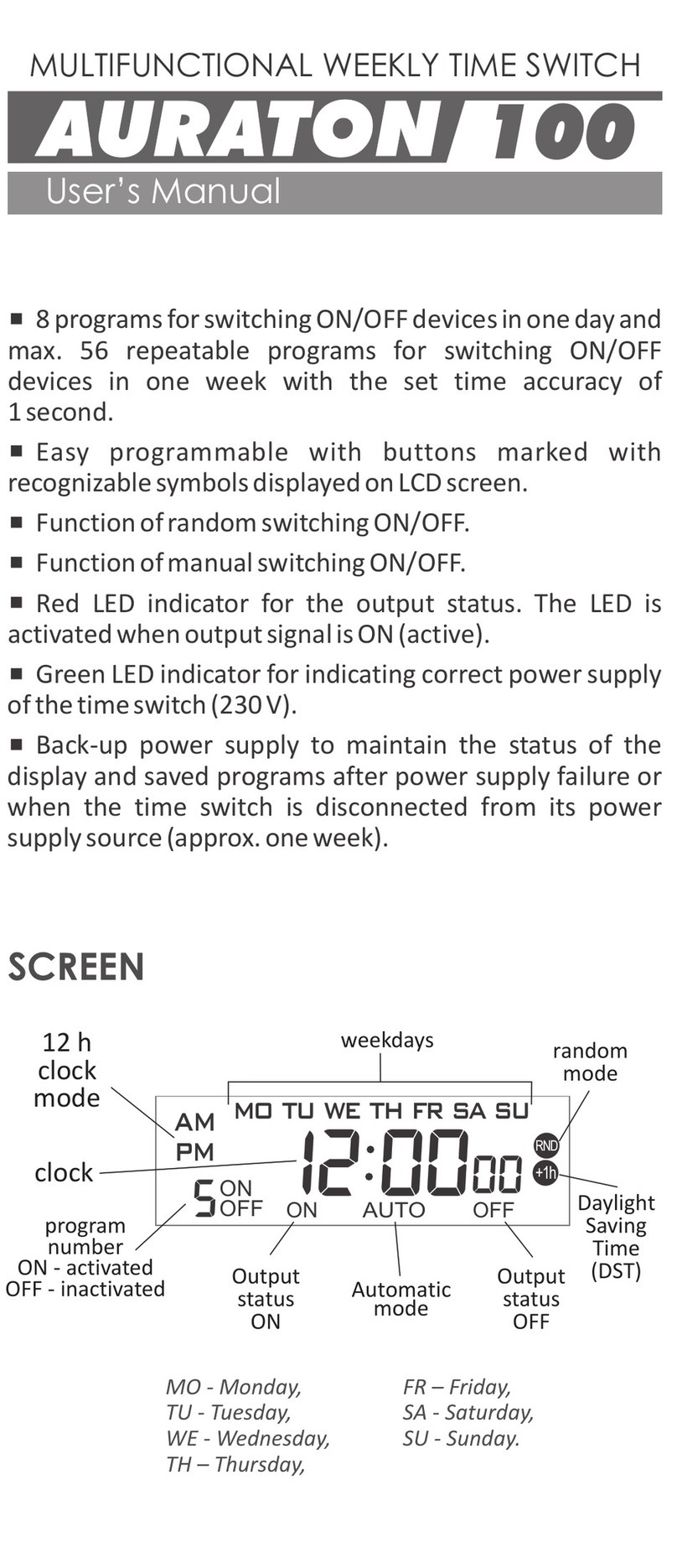 AURATON Auration 100 user guide