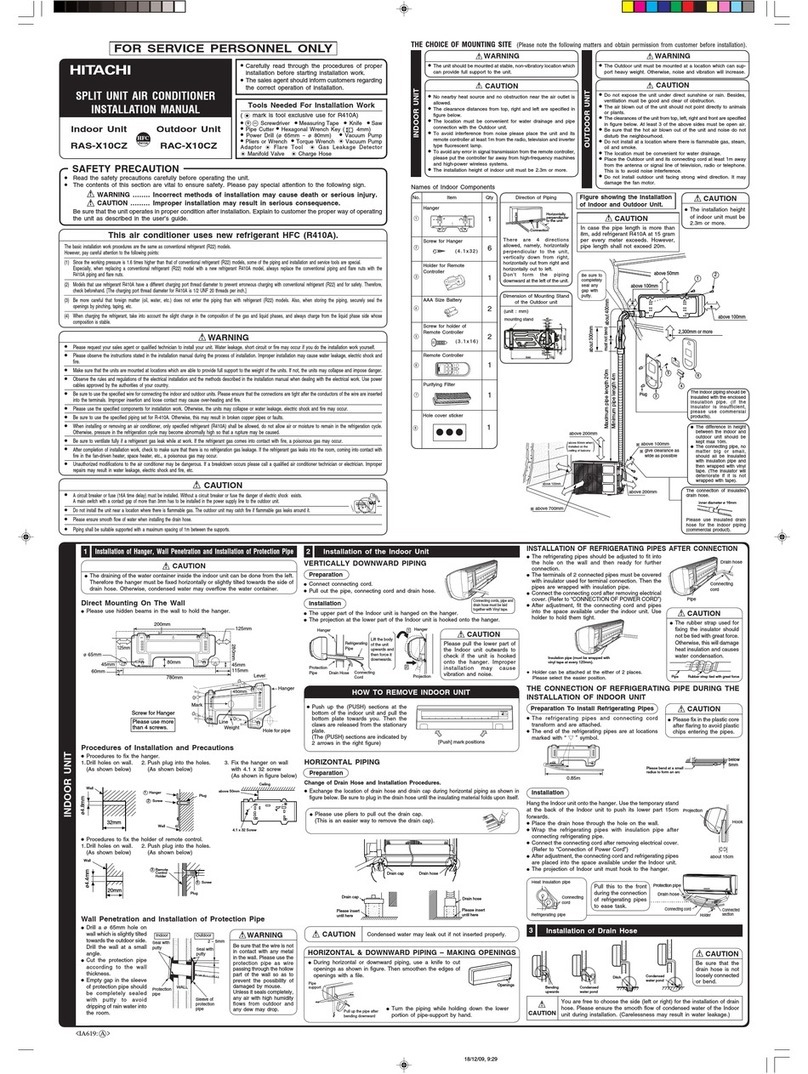 Hitachi RAS-X10CZ User manual