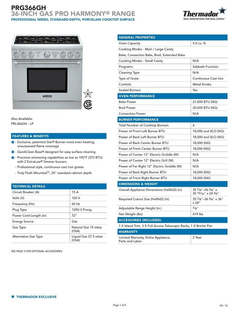 Thermador Professional Pro Harmony PRG366GH User instructions