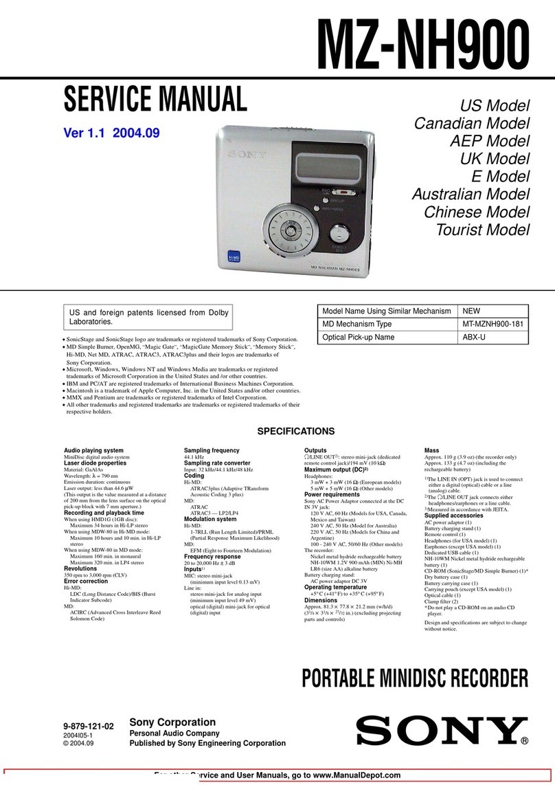 Sony Walkman MZ-MH900 User manual