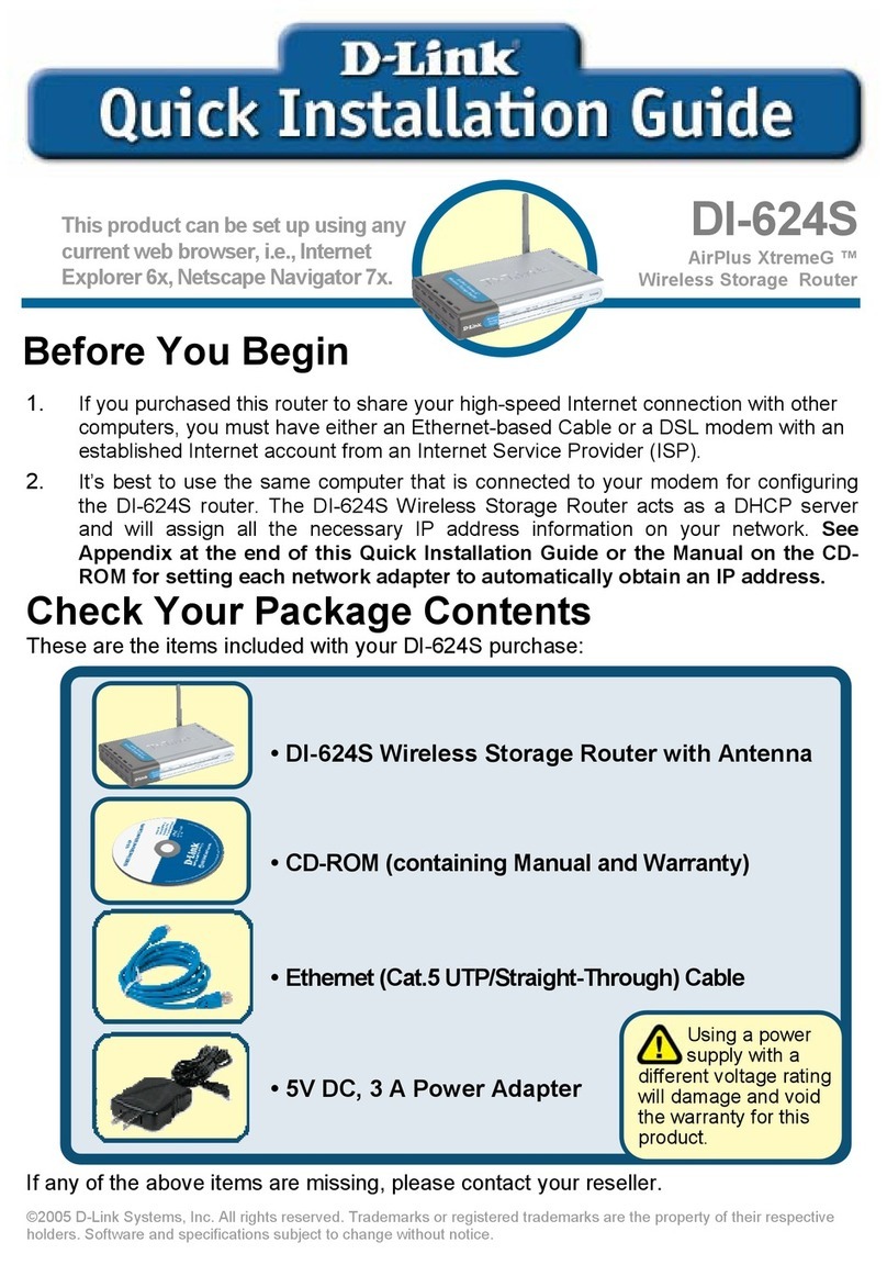 D-Link DI-624S - AirPlus Xtreme G Wireless 108G USB Storage... User manual